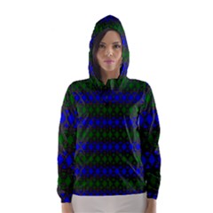Diamond Alt Blue Green Woven Fabric Hooded Wind Breaker (women) by Mariart