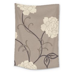 Flower Floral Black Grey Rose Large Tapestry by Mariart