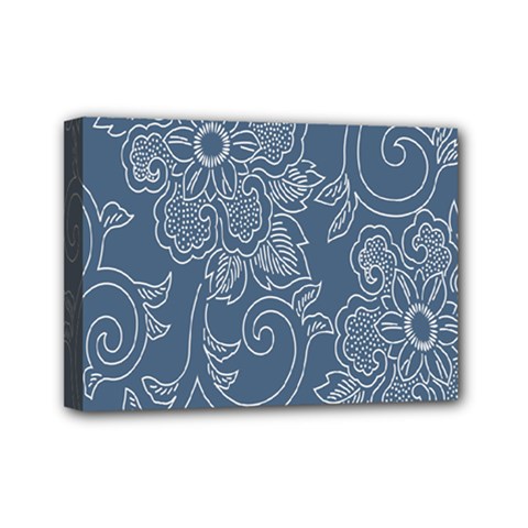 Flower Floral Blue Rose Star Mini Canvas 7  X 5  by Mariart