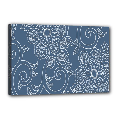 Flower Floral Blue Rose Star Canvas 18  X 12  by Mariart