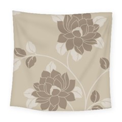 Flower Floral Grey Rose Leaf Square Tapestry (large) by Mariart