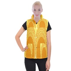 Greek Ornament Shapes Large Yellow Orange Women s Button Up Puffer Vest by Mariart