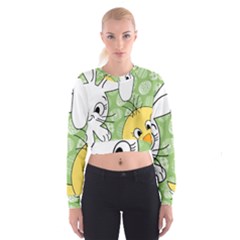 Easter Bunny And Chick  Cropped Sweatshirt by Valentinaart