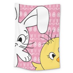 Easter Bunny And Chick  Large Tapestry by Valentinaart