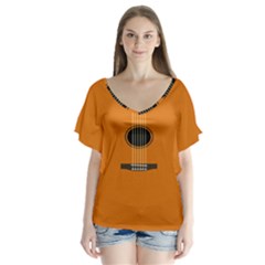 Minimalism Art Simple Guitar Flutter Sleeve Top by Mariart