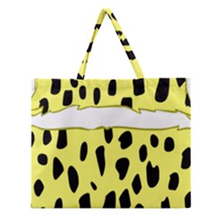 Leopard Polka Dot Yellow Black Zipper Large Tote Bag