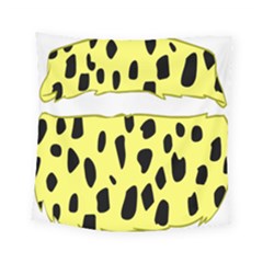 Leopard Polka Dot Yellow Black Square Tapestry (small)