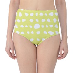 Polkadot White Yellow High-waist Bikini Bottoms