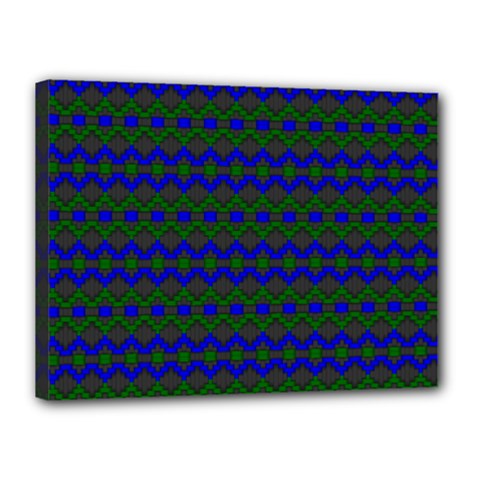 Split Diamond Blue Green Woven Fabric Canvas 16  X 12 