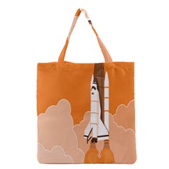 Rocket Space Ship Orange Grocery Tote Bag