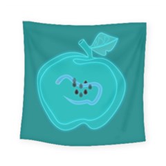 Xray Worms Fruit Apples Blue Square Tapestry (small)