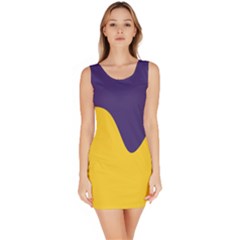 Purple Yellow Wave Sleeveless Bodycon Dress