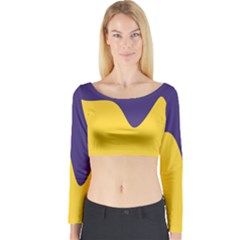 Purple Yellow Wave Long Sleeve Crop Top by Mariart