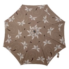 Star Flower Floral Grey Leaf Hook Handle Umbrellas (small)
