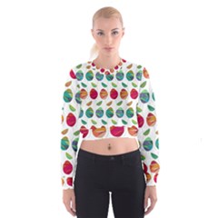 Watercolor Floral Roses Pattern Cropped Sweatshirt by Nexatart