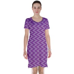 Purple Zig Zag Pattern Background Wallpaper Short Sleeve Nightdress by Nexatart