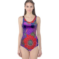 Colorful Background Of Multi Color Floral Pattern One Piece Swimsuit by Nexatart