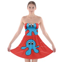 Creature Forms Funny Monster Comic Strapless Bra Top Dress by Nexatart