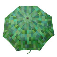 Green Blocks Pattern Backdrop Folding Umbrellas