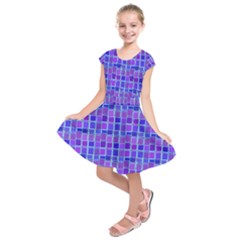 Background Mosaic Purple Blue Kids  Short Sleeve Dress by Nexatart