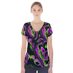 Glowing Fractal B Short Sleeve Front Detail Top by Fractalworld