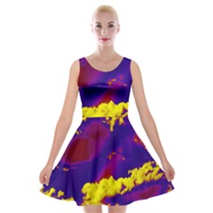 Sky Pattern Velvet Skater Dress by Valentinaart