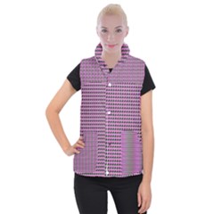 Pattern Grid Background Women s Button Up Puffer Vest by Nexatart