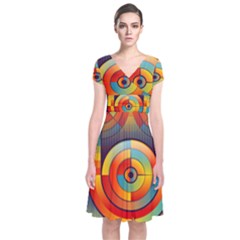 Abstract Pattern Background Short Sleeve Front Wrap Dress by Nexatart