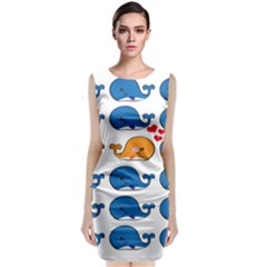 Fish Animals Whale Blue Orange Love Sleeveless Velvet Midi Dress by Mariart