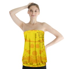 Texture Yellow Abstract Background Strapless Top by Nexatart