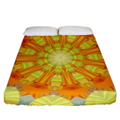 Sunshine Sunny Sun Abstract Yellow Fitted Sheet (queen Size) by Nexatart