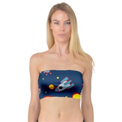 Rocket Ufo Moon Star Space Planet Blue Circle Bandeau Top by Mariart
