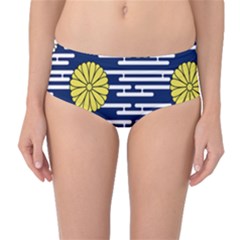 Sunflower Line Blue Yellpw Mid-waist Bikini Bottoms by Mariart