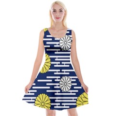 Sunflower Line Blue Yellpw Reversible Velvet Sleeveless Dress by Mariart
