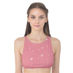 Pink Background With White Hearts On Lines Tank Bikini Top