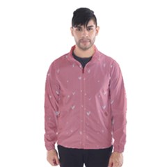 Pink Background With White Hearts On Lines Wind Breaker (men)
