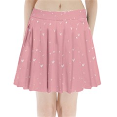 Pink Background With White Hearts On Lines Pleated Mini Skirt