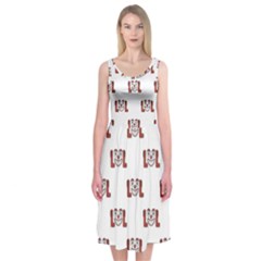 Funny Emoji Laughing Out Loud Pattern  Midi Sleeveless Dress by dflcprintsclothing
