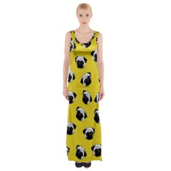 Pug Dog Pattern Maxi Thigh Split Dress by Valentinaart