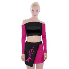 Zouk Black/pink Off Shoulder Top With Skirt Set by LetsDanceHaveFun