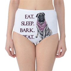 Eat, Sleep, Bark, Repeat Pug High-waist Bikini Bottoms by Valentinaart
