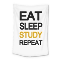 Eat Sleep Study Repeat Small Tapestry by Valentinaart