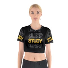 Eat Sleep Study Repeat Cotton Crop Top by Valentinaart