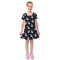 Cat Pattern Kids  Short Sleeve Velvet Dress by Valentinaart