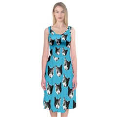 Cat Pattern Midi Sleeveless Dress by Valentinaart