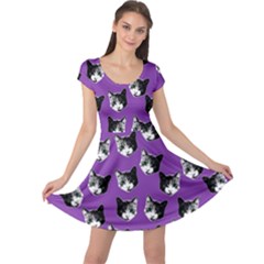 Cat Pattern Cap Sleeve Dresses by Valentinaart
