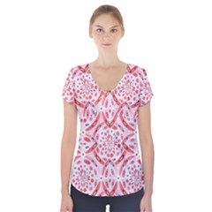 Geometric Harmony Short Sleeve Front Detail Top by linceazul