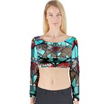 Elephant Stained Glass Long Sleeve Crop Top