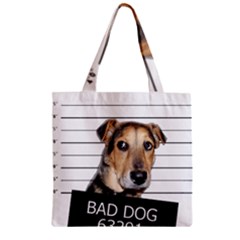 Bad Dog Zipper Grocery Tote Bag by Valentinaart