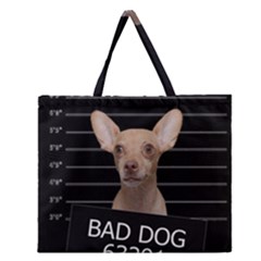 Bad Dog Zipper Large Tote Bag by Valentinaart